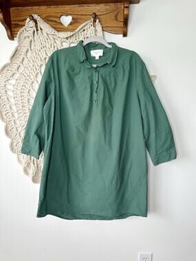 Pomander Place Polly Green Cotton Poplin Mini Dress Size XL